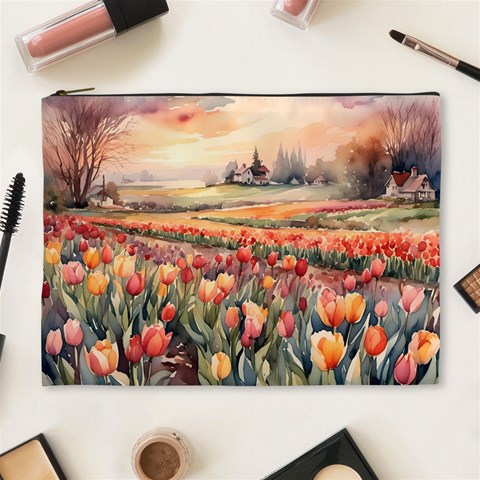 Tulips Field Tree Cosmetic Bag (XL) from ArtsNow.com Front