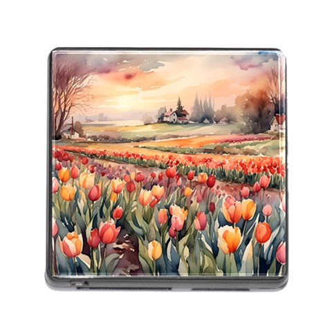 Tulips Field Tree Memory Card Reader (Square 5 Slot) from ArtsNow.com Front