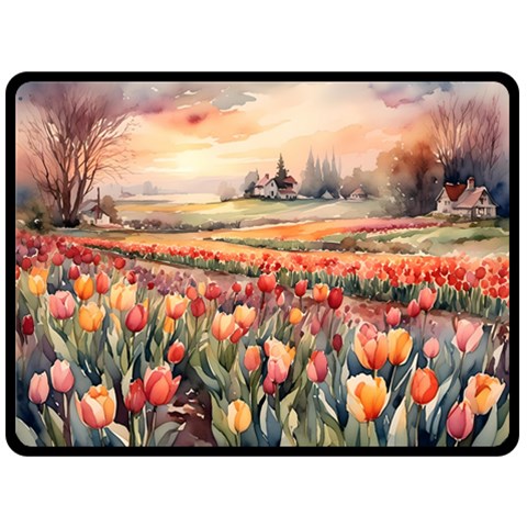 Tulips Field Tree 80  x 56  Fleece Blanket (Large) from ArtsNow.com 80 x60  Blanket Front