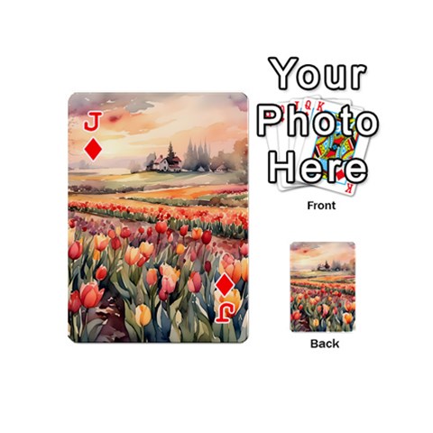 Jack Tulips Field Tree Playing Cards 54 Designs (Mini) from ArtsNow.com Front - DiamondJ