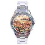 Tulips Field Tree Stainless Steel Analogue Watch