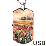 Tulips Field Tree Dog Tag USB Flash (One Side)