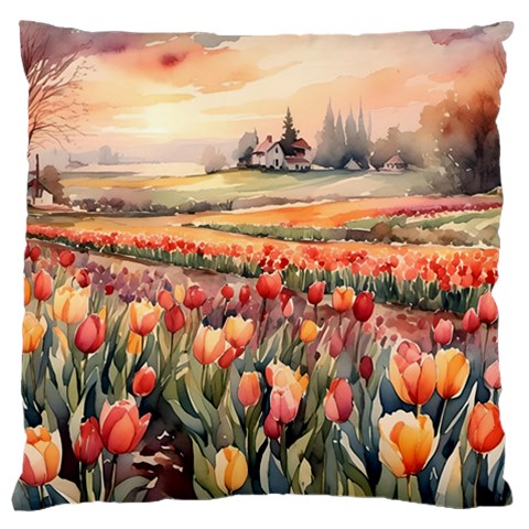 Tulips Field Tree Large Cushion Case (One Side) from ArtsNow.com Front