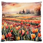 Tulips Field Tree Large Cushion Case (One Side)