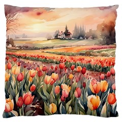 Tulips Field Tree Large Cushion Case (Two Sides) from ArtsNow.com Front