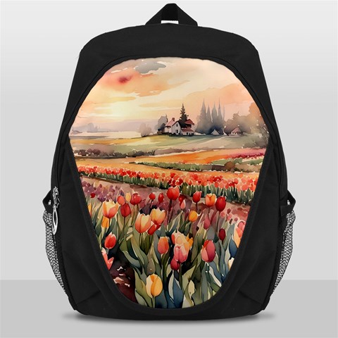Tulips Field Tree Backpack Bag from ArtsNow.com Front