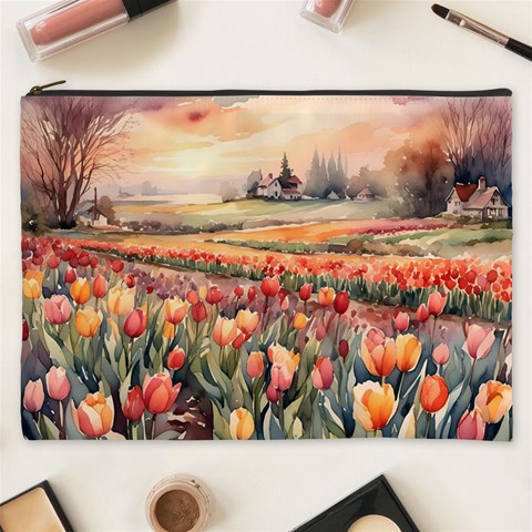Tulips Field Tree Cosmetic Bag (XXXL) from ArtsNow.com Front