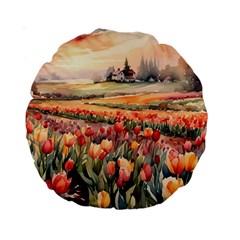 Tulips Field Tree Standard 15  Premium Round Cushions from ArtsNow.com Back