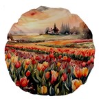 Tulips Field Tree Large 18  Premium Round Cushions