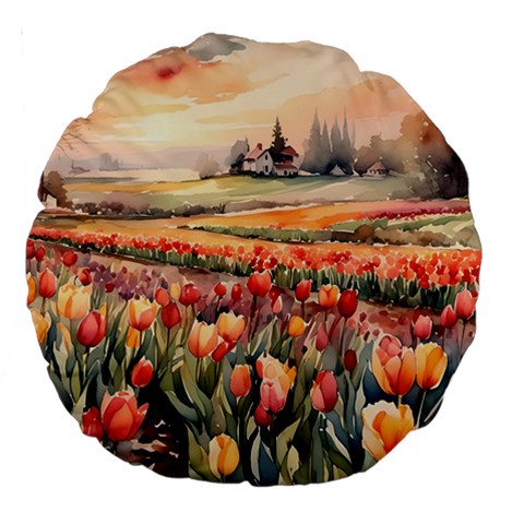 Tulips Field Tree Large 18  Premium Round Cushions from ArtsNow.com Back