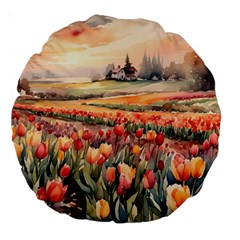 Tulips Field Tree Large 18  Premium Round Cushions from ArtsNow.com Back