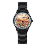 Tulips Field Tree Stainless Steel Round Watch