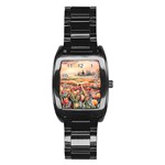 Tulips Field Tree Stainless Steel Barrel Watch