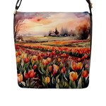 Tulips Field Tree Flap Closure Messenger Bag (L)