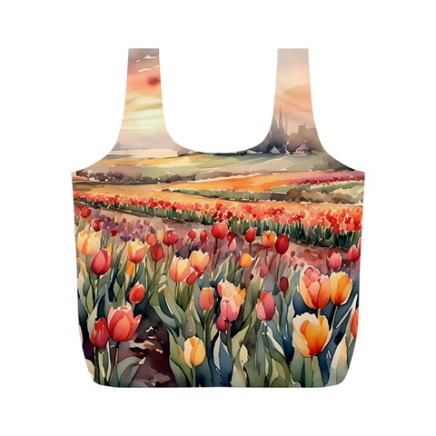 Tulips Field Tree Full Print Recycle Bag (M) from ArtsNow.com Back