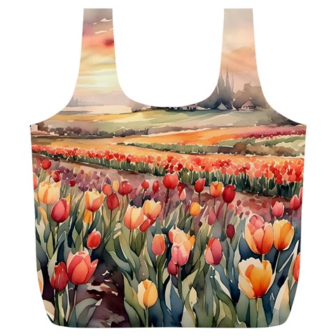 Tulips Field Tree Full Print Recycle Bag (XL) from ArtsNow.com Front