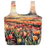 Tulips Field Tree Full Print Recycle Bag (XL)