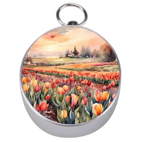 Tulips Field Tree Silver Compasses from ArtsNow.com Front