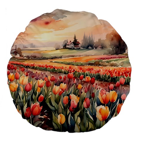 Tulips Field Tree Large 18  Premium Flano Round Cushions from ArtsNow.com Front