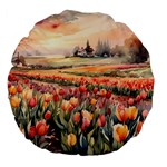 Tulips Field Tree Large 18  Premium Flano Round Cushions