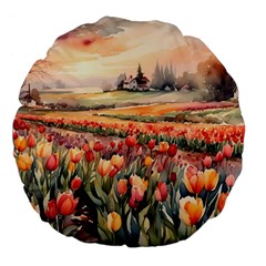 Tulips Field Tree Large 18  Premium Flano Round Cushions from ArtsNow.com Back