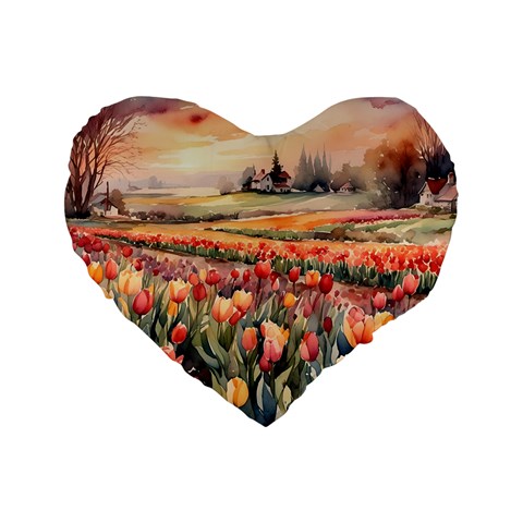 Tulips Field Tree Standard 16  Premium Flano Heart Shape Cushions from ArtsNow.com Front