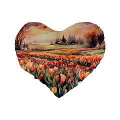 Tulips Field Tree Standard 16  Premium Flano Heart Shape Cushions from ArtsNow.com Back