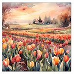 Tulips Field Tree 36  x 36  Square Satin Scarf