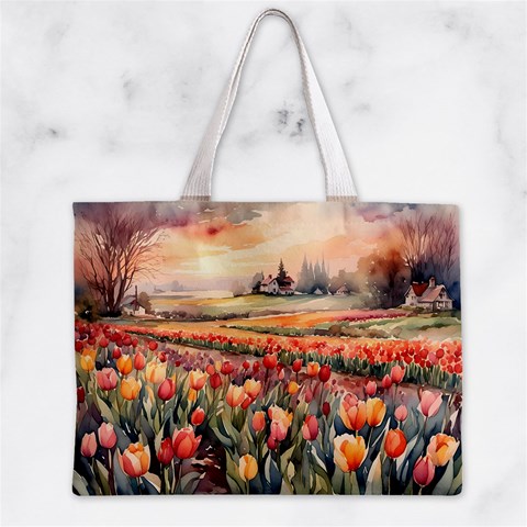 Tulips Field Tree Zipper Mini Tote Bag from ArtsNow.com Front