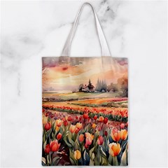 Tulips Field Tree Zipper Classic Tote Bag from ArtsNow.com Back