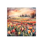 Tulips Field Tree 22  x 22  Satin Bandana Scarf