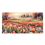 Tulips Field Tree Satin Shawl 45  x 80 