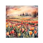 Tulips Field Tree 30  x 30  Large Square Satin Scarf