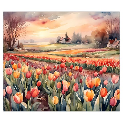 Tulips Field Tree Zipper Large Tote Bag from ArtsNow.com Front