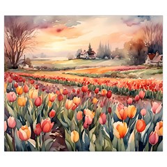 Tulips Field Tree Zipper Large Tote Bag from ArtsNow.com Back