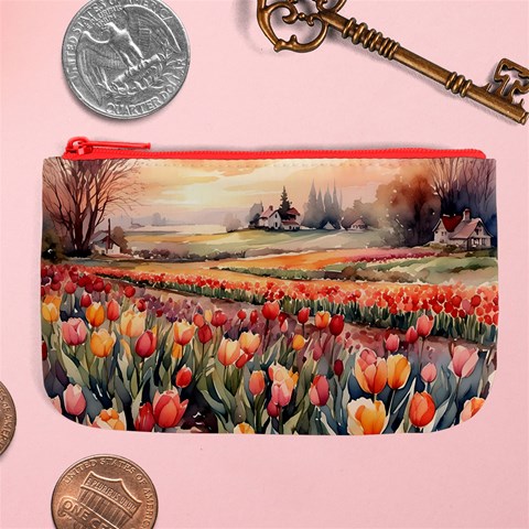 Tulips Field Tree Large Coin Purse from ArtsNow.com Front