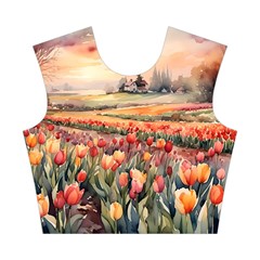 Tulips Field Tree Cotton Crop Top from ArtsNow.com Front