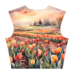 Tulips Field Tree Cotton Crop Top from ArtsNow.com Back