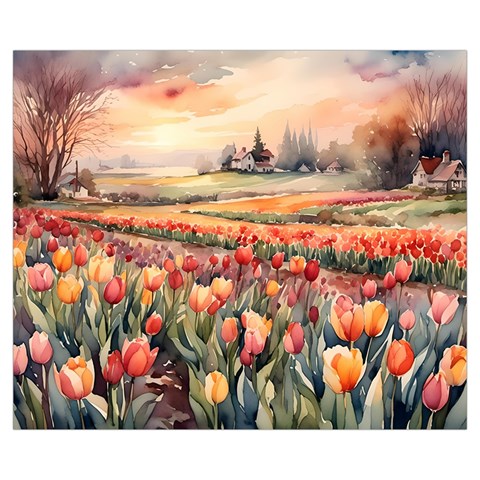 Tulips Field Tree Zipper Medium Tote Bag from ArtsNow.com Front