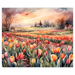 Tulips Field Tree Zipper Medium Tote Bag from ArtsNow.com Back