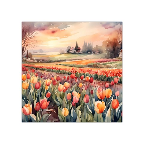 Tulips Field Tree Square Tapestry (Small) from ArtsNow.com Front