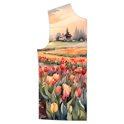 Tulips Field Tree Men s High Neck Button Up Puffer Vest from ArtsNow.com Front Right