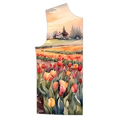 Tulips Field Tree Men s High Neck Button Up Puffer Vest from ArtsNow.com Front Right