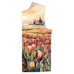Tulips Field Tree Men s High Neck Button Up Puffer Vest from ArtsNow.com Front Left