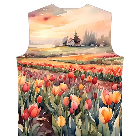 Tulips Field Tree Men s High Neck Button Up Puffer Vest from ArtsNow.com Back