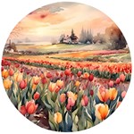 Tulips Field Tree Wooden Bottle Opener (Round)