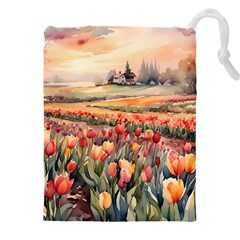 Tulips Field Tree Drawstring Pouch (5XL) from ArtsNow.com Front