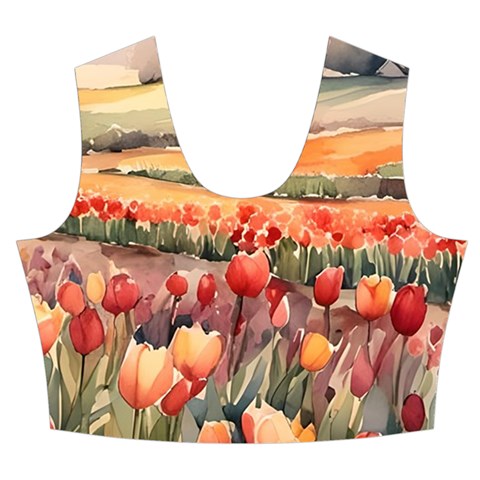 Tulips Field Tree Women s Crop Top Pleated Skater Rave Skirt from ArtsNow.com Front