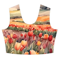 Tulips Field Tree Women s Crop Top Pleated Skater Rave Skirt from ArtsNow.com Front