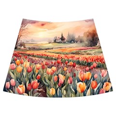 Tulips Field Tree Knee Front Skirt